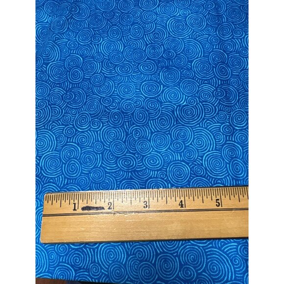 Blue Swirl Pattern Cotton Fabric 11" x 44" South Sea Imports Sewing Quilting Mat - Picture 3 of 6